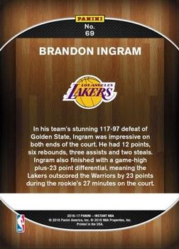 2016-17 Panini Instant NBA #69 Brandon Ingram Back