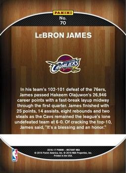 2016-17 Panini Instant NBA #70 LeBron James Back
