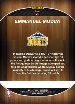 2016-17 Panini Instant NBA #76 Emmanuel Mudiay Back