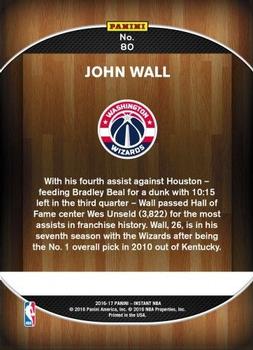 2016-17 Panini Instant NBA #80 John Wall Back