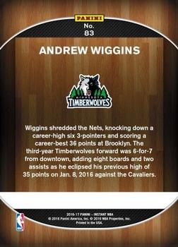 2016-17 Panini Instant NBA #83 Andrew Wiggins Back