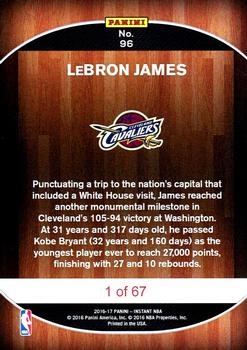 2016-17 Panini Instant NBA #96 LeBron James Back
