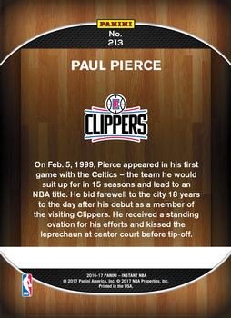 2016-17 Panini Instant NBA #213 Paul Pierce Back