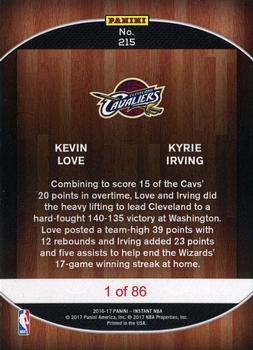2016-17 Panini Instant NBA #215 Kevin Love / Kyrie Irving Back