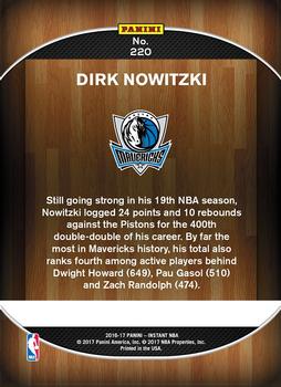 2016-17 Panini Instant NBA #220 Dirk Nowitzki Back