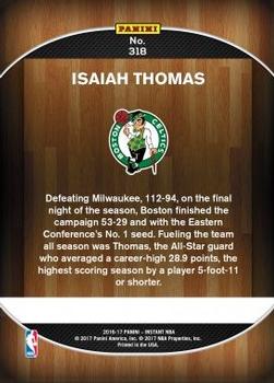 2016-17 Panini Instant NBA #318 Isaiah Thomas Back
