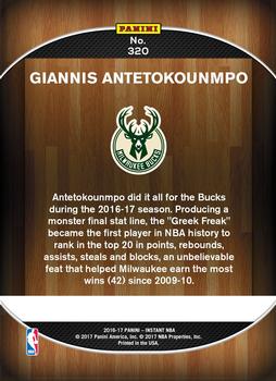 2016-17 Panini Instant NBA #320 Giannis Antetokounmpo Back