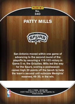 2016-17 Panini Instant NBA #340 Patty Mills Back