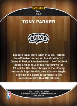 2016-17 Panini Instant NBA #342 Tony Parker Back