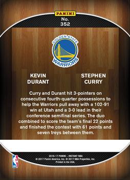 2016-17 Panini Instant NBA #352 Kevin Durant / Stephen Curry Back