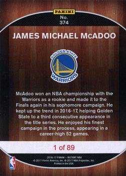 2016-17 Panini Instant NBA #374 James McAdoo Back