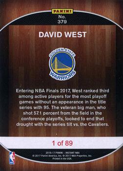2016-17 Panini Instant NBA #379 David West Back