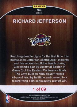 2016-17 Panini Instant NBA #385 Richard Jefferson Back