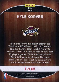 2016-17 Panini Instant NBA #388 Kyle Korver Back