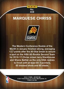 2016-17 Panini Instant NBA #419 Marquese Chriss Back