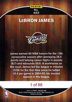 2016-17 Panini Instant NBA #422 LeBron James Back