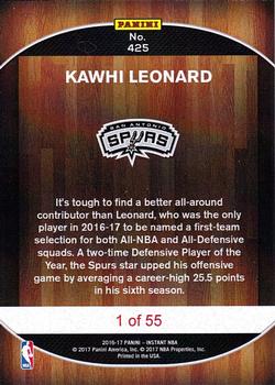 2016-17 Panini Instant NBA #425 Kawhi Leonard Back
