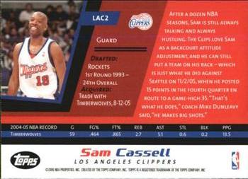 2005-06 Topps Jet Blue Los Angeles Clippers #LAC2 Sam Cassell Back
