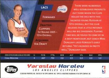 2005-06 Topps Jet Blue Los Angeles Clippers #LAC5 Yaroslav Korolev Back