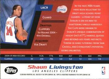 2005-06 Topps Jet Blue Los Angeles Clippers #LAC9 Shaun Livingston Back