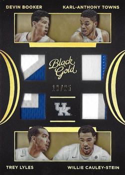 2016-17 Panini Black Gold Collegiate - Quad Materials SN25 #8 Devin Booker / Karl-Anthony Towns / Trey Lyles / Willie Cauley-Stein Front