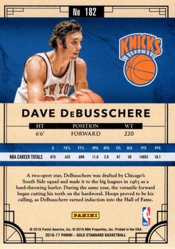 2016-17 Panini Gold Standard #182 Dave DeBusschere Back