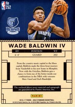 2016-17 Panini Gold Standard #252 Wade Baldwin IV Back