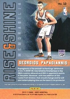 2016-17 Hoops - Rise N Shine Memorabilia #12 Georgios Papagiannis Back