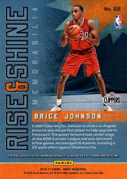 2016-17 Hoops - Rise N Shine Memorabilia #22 Brice Johnson Back