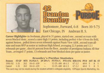 1992-93 Purdue Boilermakers #NNO Brandon Brantley Back