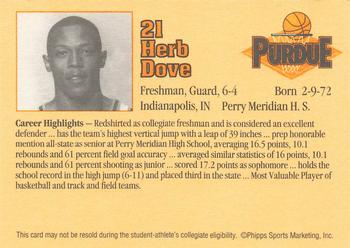 1992-93 Purdue Boilermakers #NNO Herb Dove Back