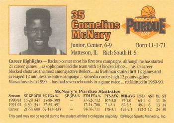 1992-93 Purdue Boilermakers #NNO Cornelius McNary Back