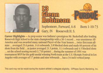 1992-93 Purdue Boilermakers #NNO Glenn Robinson Back