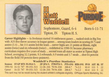 1992-93 Purdue Boilermakers #NNO Matt Waddell Back