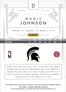 2016 Panini National Treasures Collegiate #37 Magic Johnson Back