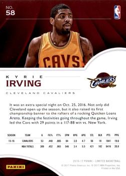 2016-17 Panini Limited #58 Kyrie Irving Back