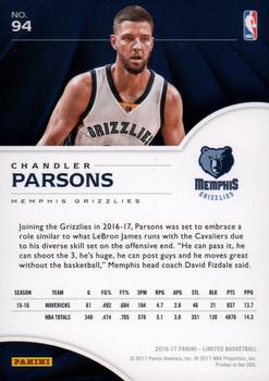 2016-17 Panini Limited #94 Chandler Parsons Back
