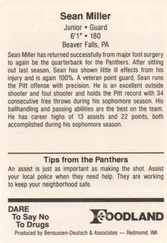 1990-91 Pittsburgh Panthers #NNO Sean Miller Back