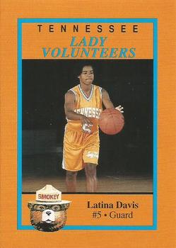 1992-93 Tennessee Lady Volunteers Smokey #3 Latina Davis Front