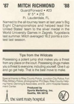 1987-88 Kansas State Wildcats #12 Mitch Richmond Back