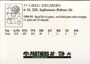 1995-96 Iowa Hawkeyes #NNO Greg Helmers Back