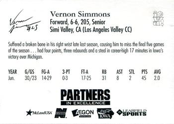 1997-98 Iowa Hawkeyes #13 Vernon Simmons Back