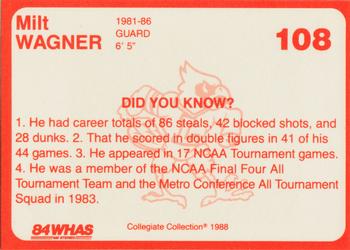 1988-89 Louisville Cardinals Collegiate Collection #108 Milt Wagner Back