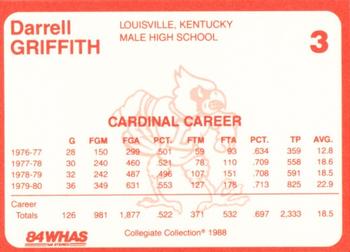 1988-89 Louisville Cardinals Collegiate Collection #3 Darrell Griffith Back