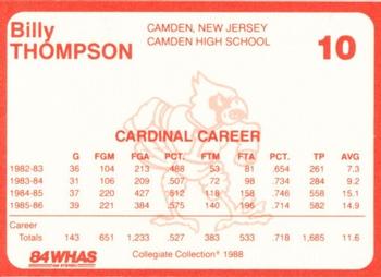 1988-89 Louisville Cardinals Collegiate Collection #10 Billy Thompson Back