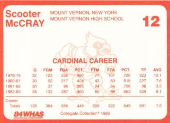1988-89 Louisville Cardinals Collegiate Collection #12 Scooter McCray Back