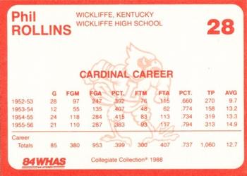 1988-89 Louisville Cardinals Collegiate Collection #28 Phil Rollins Back