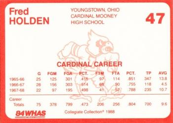1988-89 Louisville Cardinals Collegiate Collection #47 Fred Holden Back