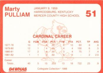 1988-89 Louisville Cardinals Collegiate Collection #51 Marty Pulliam Back