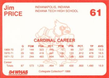 1988-89 Louisville Cardinals Collegiate Collection #61 Jim Price Back